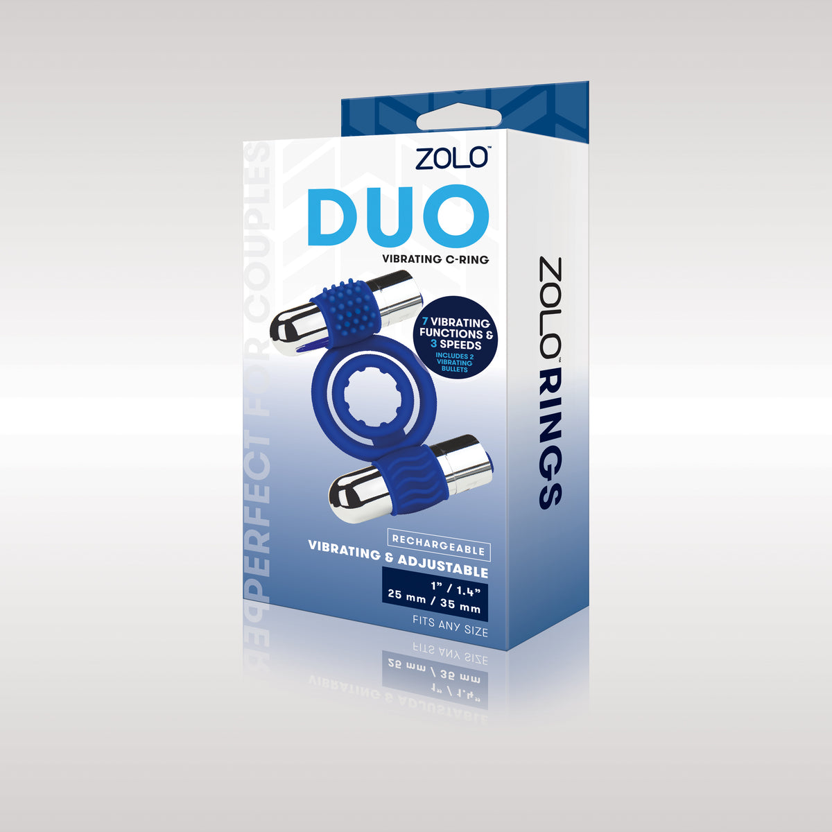 Zolo Rechargebale Duo Vibrating C-Ring packaging