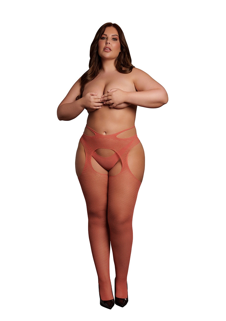 Le Desir - Classic - Suspender Pantyhose with Strappy Waist - Sunset Glow
