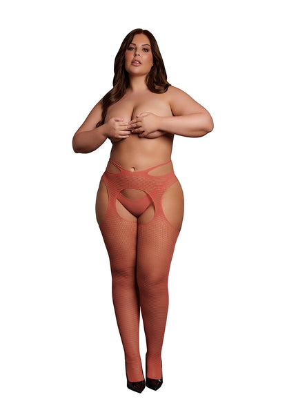 Le Desir - Classic - Suspender Pantyhose with Strappy Waist - Sunset Glow