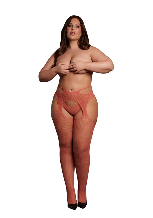 Le Desir - Classic - Suspender Pantyhose with Strappy Waist - Sunset Glow
