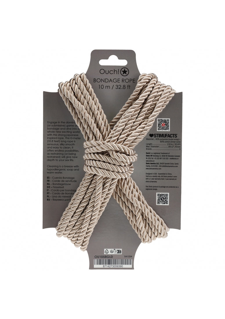 Ouch! - Bondage Rope - 10 Meter - Nylon - Gold
