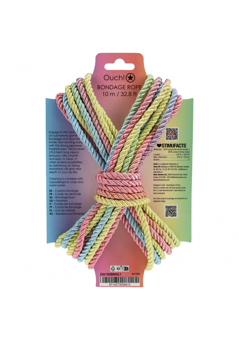 Ouch! - Bondage Rope - 10 Meter - Nylon - Multicolor Pastel