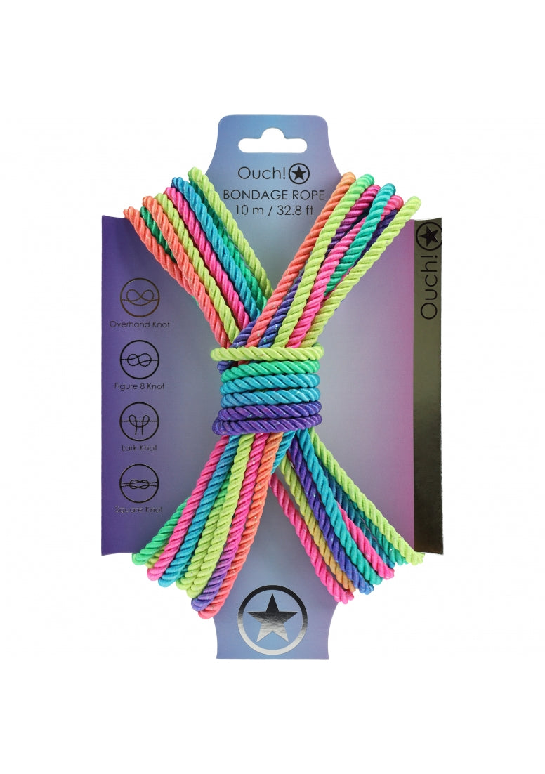 Ouch! - Bondage Rope - 10 Meter - Nylon - Multicolor Bright