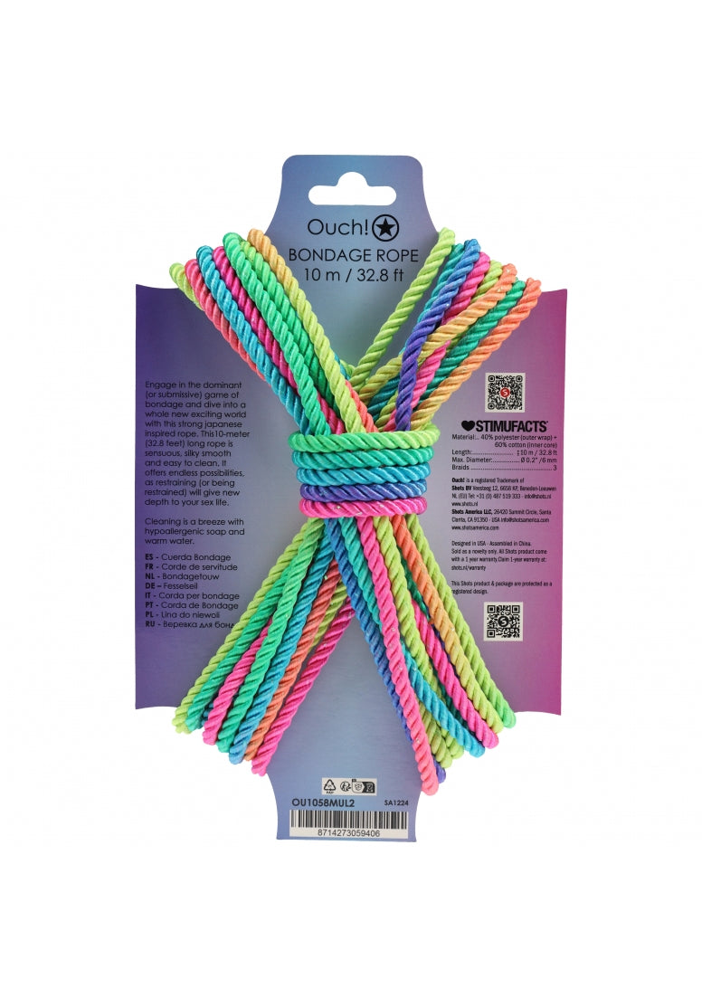 Ouch! - Bondage Rope - 10 Meter - Nylon - Multicolor Bright