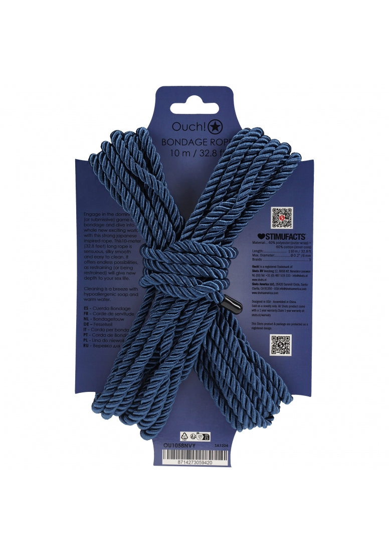 Ouch! - Bondage Rope - 10 Meter - Nylon - Navy Blue