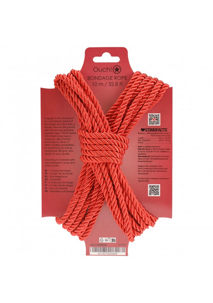 Ouch! - Bondage Rope - 10 Meter - Nylon - Red
