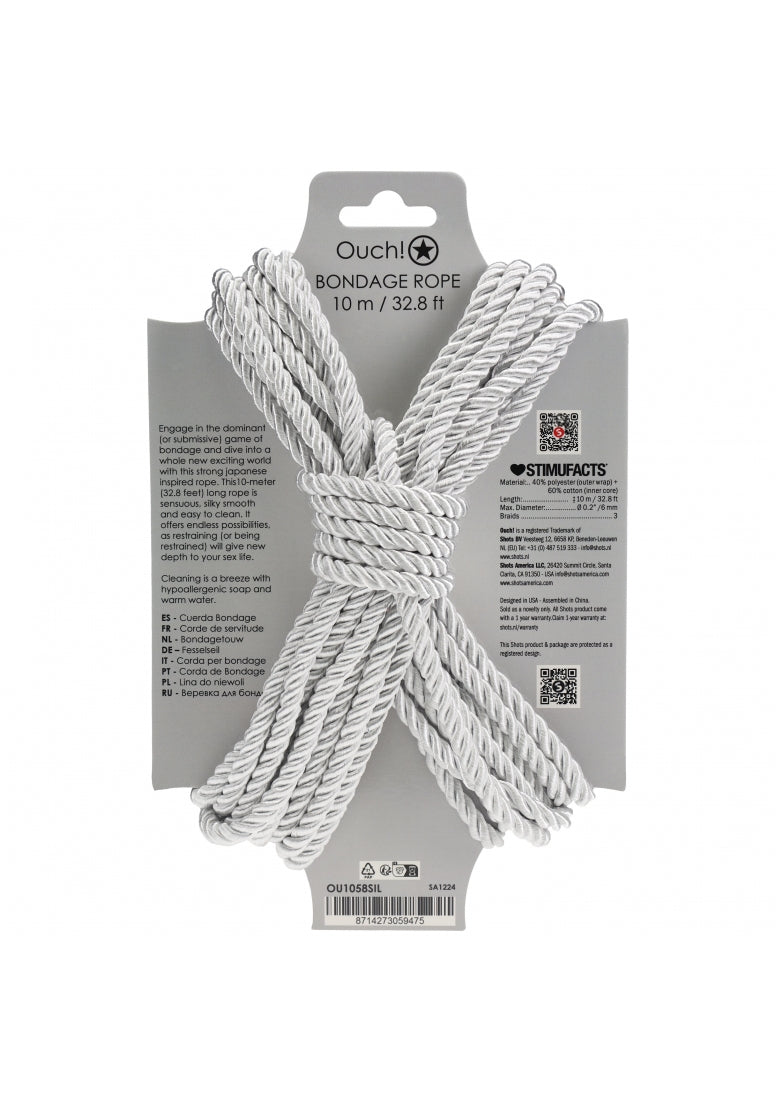 Ouch! - Bondage Rope - 10 Meter - Nylon - Silver