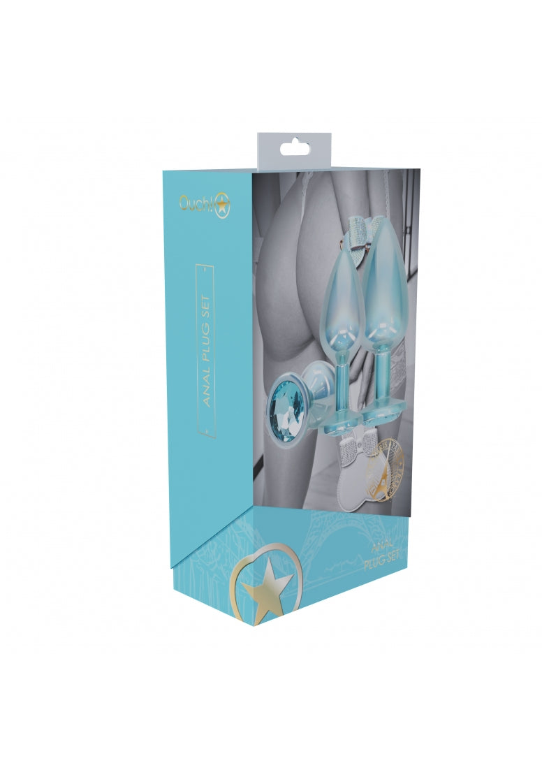 Ouch! - Paris Collection - Metal Anal Plug Set - Blue