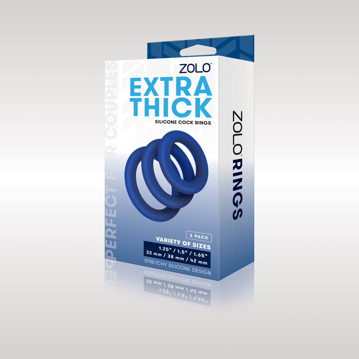Zolo Extra Thick Silicone Cock Ring 3pk packaging